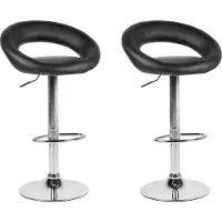 Beliani Trendy Barhocker Schwarz Kunstleder Höhenverstellbar Drehbar Modern