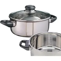 Gravidus Edelstahl Bräter Kochtopf Bratentopf Topf Induktion mit Glasdeckel Ø 20 cm