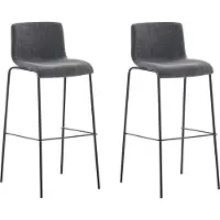 DELUKE 2er Set Barhocker TENAR - Stoff Hellgrau 43x48x100 cm Schwarz | Barstuhl Mit Lehne Tresenhocker Tresenstuhl Kneipenhocker Kneipenstuhl