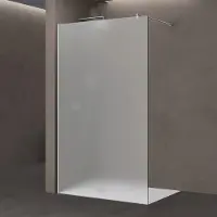 Doporro Luxus Duschwand für Dusche Duschabtrennung 140x200cm Walk-In Dusche 10mm ESG-Sicherheitsglas Vollsatiniert inkl. Nanobeschichtung Bremen02VS