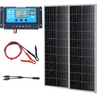 Vevor 200W Solarpanel 2er-Set 12V monokristallinen Solarmodul plus Laderegler 16,66A Solaranlage Umwandlungsrate von 23 % Kompatibel mit AGM-