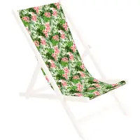 Ferocity Ersatz-Stoffbezug Wechselbarer Liegestuhl Stoffbezug 100% Polyester für Holz-Liegestuhl Klappliegestuhl Motiv Palm Hell [119]