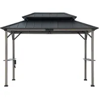 Sunjoy Zedernholz Grillpavillon Zupo - 360cm x 240cm, anthrazit