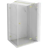 Mexen Lunar T Duschkabine rechts 125 x 100 cm, transparent, gebürstetes Gold - 834T-125-100-55-00-P