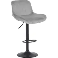 DELUKE Barhocker PONOR - Samt Grau 50x50x85 cm Schwarz | Barstuhl Höhenverstellbar Mit Lehne Drehbar Tresenhocker Tresenstuhl Kneipenhocker Kneipenstuhl