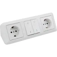 McPower Steckdosenblock Cup Aufbau weiß 2x Schutzkontakt + Schalter