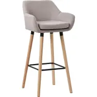DELUKE Barhocker MIRID - Stoff Taupe 51x50x101 cm | Barstuhl Mit Lehne Tresenhocker Tresenstuhl Kneipenhocker Kneipenstuhl