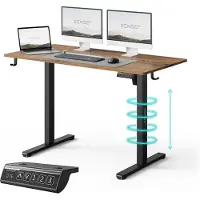 Sense7 NOJO LIGHT Höhenverstellbarer Schreibtisch Elektrisch 120x60 cm Dunkelbraun Schwarz Gaming Tisch Computertisch Stehtisch Memory PC Büro