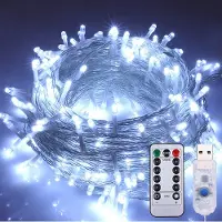 ROSNEK 5m 50 LED Lichterkette Weiß USB 8 Lichtmodi Wasserdichte Garten Party Weihnachtsbeleuchtung mit Fernbedienung