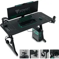 Sense7 Nomad Cybernetic Gaming Tisch Schreibtisch 120x60 cm Inkl. XXL-Mauspad Computertisch PC Tisch Gamer Desk Kleiner Schreibtisch Jugendzimmer