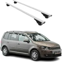 Omtec Dachträger Gepäckträger für VW Touran 2003-2015 Grundträger Metall Silber 2tlg