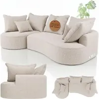 Juskys Sofa Tirano - modernes Bouclé Ecksofa, Creme Couch mit Ottomane links