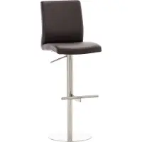 DELUKE Barhocker DIVER - Kunstleder Braun 40x49x93 cm Silber | Barstuhl Höhenverstellbar Mit Lehne Drehbar Tresenhocker Tresenstuhl Kneipenhocker