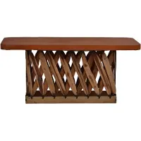 MiaMöbel Couchtisch Equipales 100x60 cm Landhausstil Massivholz Schweinsleder Zedernholz Tabak