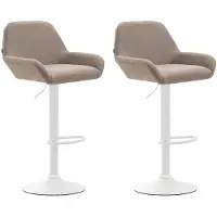 DELUKE Barhocker 2er Set DUBLIN - Taupe, Stoff, Weiß | Barhocker mit Lehne Barstuhl Tresenhocker Tresenstuhl Kneipenhocker Kneipenstuhl