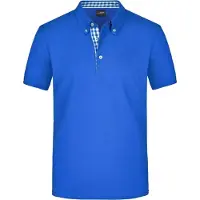 James & nicholson Button-Down-Polo mit modischem Einsatz royal/royal-white, Gr. 3XL