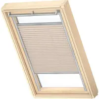 Velux Original Dachfenster Plissee für M06, Hellbeige, mit grauer Führungsschiene