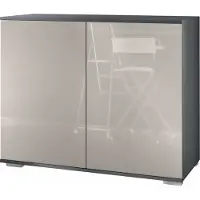 Vladon Kommode Skadu V3, Moderner Küchenschrank mit 2 großen Türen Anthrazit matt / Sandgrau Hochglanz (92,5 x 75.5 x 35)