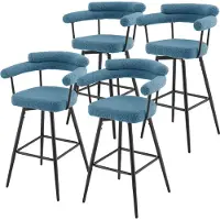 ML-Design BARHOCKER 4er Set drehbar Blau mit Teddy-Stoff 76 cm hoch