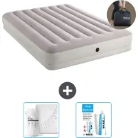 Intex Luftbett - 2 Personen - 152 x 203 x 30 cm - Grau - Inklusive Pumpe - Spannbettuch en Reperaturset