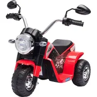 HOMCOM Kinder-Elektromotorrad mit 3 Rädern, Elektro-Motorrad für Kinder von 18–36 Monaten, 6-V-Batterie-Dreirad mit Scheinwerferhupe, 72 x 57 x 56 cm, Rot