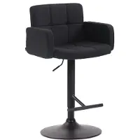DELUKE Barhocker SUTUN - Stoff Schwarz 60x56x93 cm Schwarz | Barstuhl Höhenverstellbar Mit Lehne Drehbar Tresenhocker Tresenstuhl Kneipenhocker Kneipenstuhl