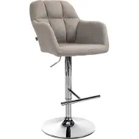 DELUKE Barhocker TUBEL - Stoff Taupe 57x59x97 cm Silber | Barstuhl Höhenverstellbar Mit Lehne Drehbar Tresenhocker Tresenstuhl Kneipenhocker Kneipenstuhl