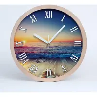 Tulup Holzuhr 30fi cm wanduhr - weiße Spitzen - Meer Sonnenaufgang