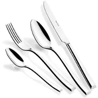 BRA Etna | 24-teiliges Besteckset, Edelstahl 18/10, glänzend poliert, spülmaschinenfest, 3,5 mm Stärke, mit Steakmesser
