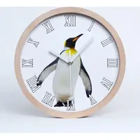 Tulup Holzuhr 30fi cm wanduhr - weiße Spitzen - Pinguin