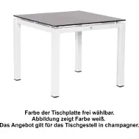 SonnenPartner Gartentisch Base 90x90 cm Aluminium champagner Tischsystem mit wählbarer Tischplatte HPL oder Teak