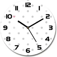 Tulup Wanduhr aus Glas 30fi Glasbild Glasuhr Gehärtetes Glas - schwarze-zeiger - Dots and hearts