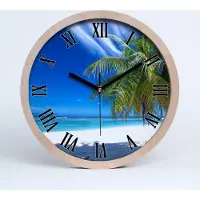 Tulup Holzuhr 20fi cm wanduhr - schwarze Spitzen - tropischer Strand