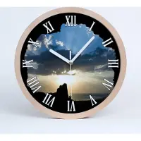 Tulup Holzuhr 25fi cm wanduhr - weiße Spitzen - Sonnenuntergang