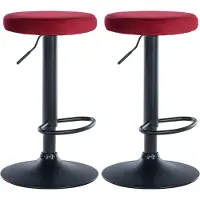 CLP 2er Set Barhocker Ponte Samt höhenverstellbar und drehbar rot Material Gestell Metall matt schwarz