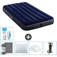 Intex Luftbett – 1 Person – 99 x 191 x 25 cm – Blau – im Lieferumfang enthalten Spannbettuch - Küssen - Pumpe - Reperaturset en Kissenschutz
