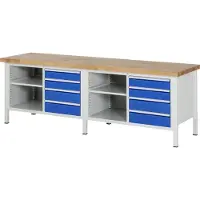 RAU Werkbank höhenverstellbar 8463A2, B2500xT700xH840-1040mm, 8x Schublade-TA