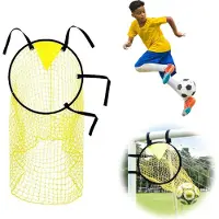 Famanu Fußballtor mit Netz und Tasche - Verbessert die Schussgenauigkeit - Gelb - 45 x 60 cm