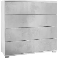 Vladon Kommode Pavos V3, Sideboard mit 4 Schubladen Weiß matt/Beton Oxid Optik (76 x 76 x 35 cm)