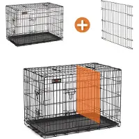 Feandrea Hundekäfig Hundebox schwarz faltbar 92,5 x 57,5 x 64 cm zusammenklappbar 2 Türen PPD36BK