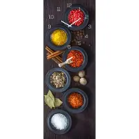 Levandeo Wanduhr Glas 20x60cm Glasuhr Uhr Glasbild Gewürze Küche Wanddeko