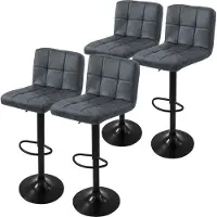 ML-Design | Set mit 4 Barhockern Abigail aus Kunstleder Grijs Kunstleer 45x112x50 cm | NADUVI
