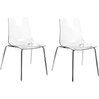 Beliani 2-teiliges Set Esszimmerstühle, transparenter Kunststoffsitz, Metallbeine, Rückenlehne, modernes Design