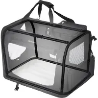 Feandrea Hundebox Transportbox Oxford Gewebe XXL 91 x 63 x 63 cm Hundetransportbox faltbar Katzenbox schwarz PDC90H