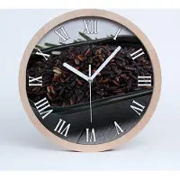 Tulup Holzuhr 20fi cm wanduhr - weiße Spitzen - Wildreis in einer Schale