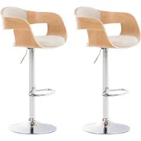 DELUKE 2er Set Barhocker NADAN - Stoff Natura/creme 50x48x88 cm | Barstuhl Höhenverstellbar Mit Lehne Drehbar Tresenhocker Tresenstuhl Kneipenhocker