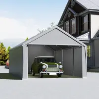 JOIEYOU 3x4m Gerätehäuser 12 Gerätezelt Faltpavillon UV-Schutz Garagenzelt mit Seitenwänden & Belüftungsöffnungen Wasserdicht Geräteschuppen aus PE Tuch & Metallrahmen Outdoor Carport (Grau)