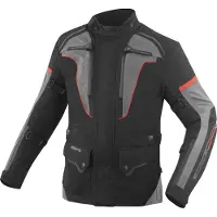 Bogotto Shado Laminierte 2in1 wasserdichte Motorrad Textiljacke, schwarz/grau/rot, 2XL