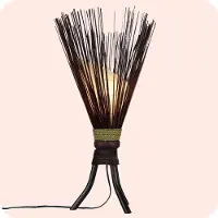 SIMANDRA Bali asiatische Lampe Jungle 60x35cm - traumhaftes Stimmungslicht - Naturmaterial Standleuchte, weiß