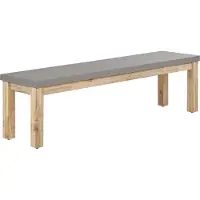Beliani Bank Grau / Heller holzfarbton Faserzement / Akazienholz 160 cm Indoor & Outdoor Garten Schlafzimmer Wohnzimmer